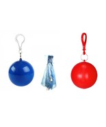 2 pack Unisex Raincoat Disposable Rain Poncho Rainwear in a Ball Carabiner - $12.17 CAD