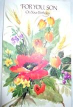 Vintage For You Son Floral Birthday Card Forget me not Cards 1979 - $3.99