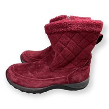 LL Bean Hiking Boots Womens US Size 8.5 Red Maroon PrimaLoft Suede Felt Quilted - £28.80 GBP