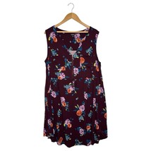 Torrid Shirt Dress Womens 2 Floral Mini Challis Zip Front V Neck Pocket Burgundy - £21.00 GBP