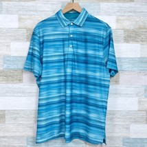 Hickey Freeman Performance Tech Golf Polo Shirt Blue Striped Casual Men ... - $34.64