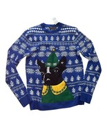 33 Degrees Men Blue Ugly Christmas Sweater Elf Dog Boston Terrier Size S... - $24.74