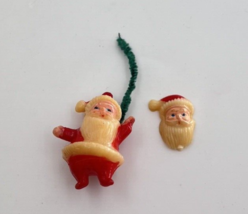 Vintage Mini Plastic Santa 1.5&quot; and Santa Head .75&quot; Christmas Decor - £5.50 GBP