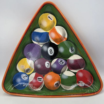 Vintage Pool Ball Tray Bowl Rack Em Up Clay Art Party Man Cave - £11.30 GBP