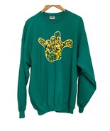 Hang Loose Crewneck Sweatshirt Size XL Unisex Emerald Green Yellow Hibiscus - $451.09 MXN