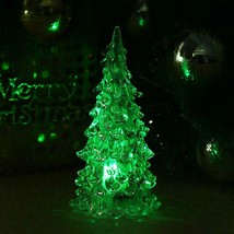 Cute mini LED Green Acrylic Christmas Tree night light 12cm Changing Colors - £9.34 GBP