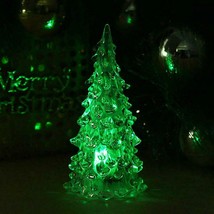 Cute mini LED Green Acrylic Christmas Tree night light 12cm Changing Colors - £9.48 GBP