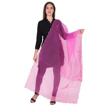 Women&#39;s Dupatta Scarf Chuni Organza Fabric Cut-Work Border Shawl For Women - £11.25 GBP