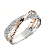 Elegant  Two Tone - Silver &amp; Rose Gold - Criss Cross Band - Wedding or L... - £10.40 GBP