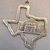 Vintage Texas Shaped &quot;Alamo Mission&quot; Sterling Silver Charm Pendant - £60.13 GBP