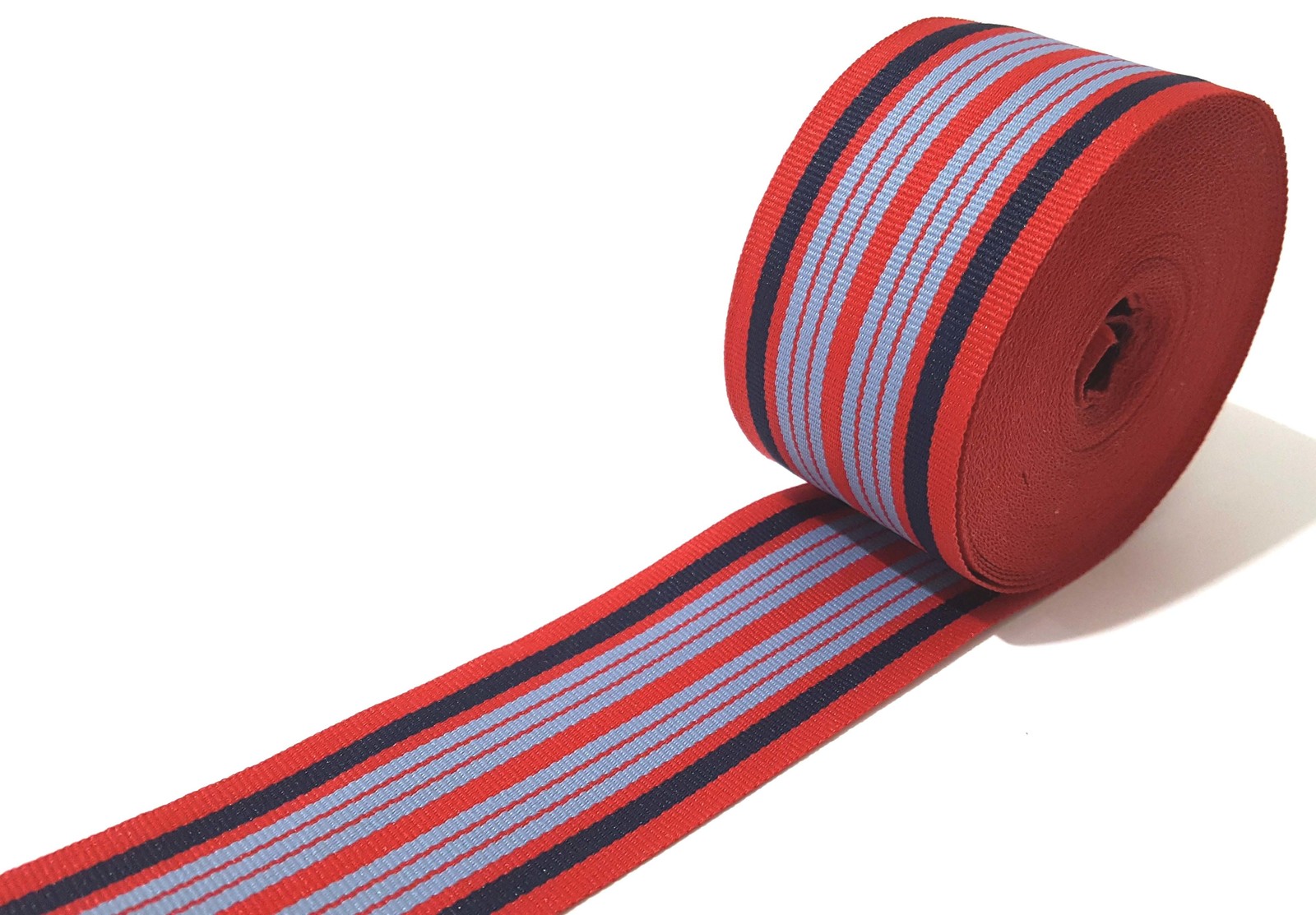 Primary image for  1-3/4" 4.5cm width 5-20yd Red Navy Blue Stripes Grosgrain Ribbon Bias Tape GR41