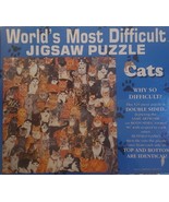 Vtg World&#39;s Most Difficult Jigsaw Puzzle Cats Edition Double Sided 529 p... - $31.78