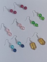 Lot of 5 Pairs of Beaded Earrings ( Red, Blue, Green, Yellow, Pink ) - £11.86 GBP
