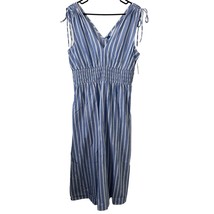 New Old Navy Dress Large Blue White Striped Cotton Sleeveless Maxi V Neck - £13.58 GBP