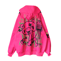 Gloomy Bear Emo Rave Hot Pink Oversized Mesh Jacket - £58.98 GBP