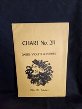 Vtg rare Babs Fuhrmann petit point Chart No. 211 Daisies Violets &amp; Poppies - £18.62 GBP