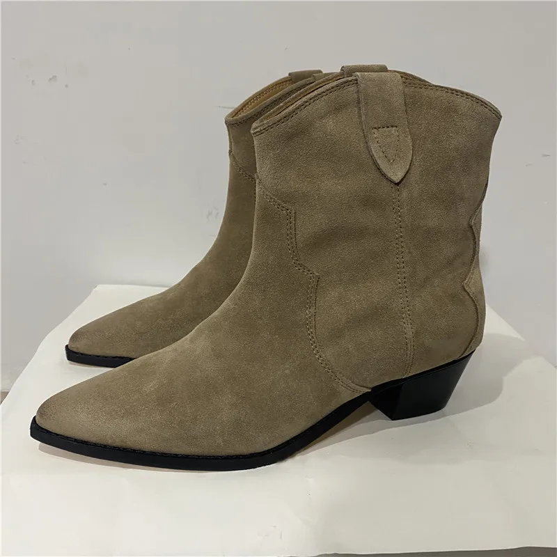 Winter Clic Boots for Woman Real  Pointy toe Wees heel Ankle Boots Simple Comfor - £160.90 GBP