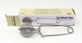 Tea Strainer Stainless Steel Tong Squeeze Box Herb Spices Mesh Filter In... - $12.86