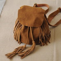 LilyHood Women Small Genuine Leather Suede Feminine Backpack Bohemian Boho Chic  - £94.33 GBP