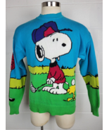 Vintage Snoopy and Friends Bill Ditfort Knit Golf Sweater Snoopy Woodsto... - £62.27 GBP