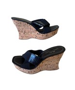 Donald Pliner Black Kogi Leather Shoe Hand Carved Cork Wedge Platform $2... - $128.56 CAD