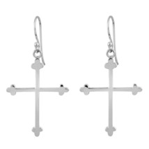 Sleek Gothic Cross Sterling Silver Dangle Earrings - £11.03 GBP