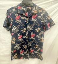 Broken Standards Blue Tropical Button Down Hawaiian Cotton Shirt Med - $213.82 MXN