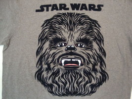 Star Wars Movie Chewbacca Face Brown Cotton T Shirt Size L - £15.18 GBP