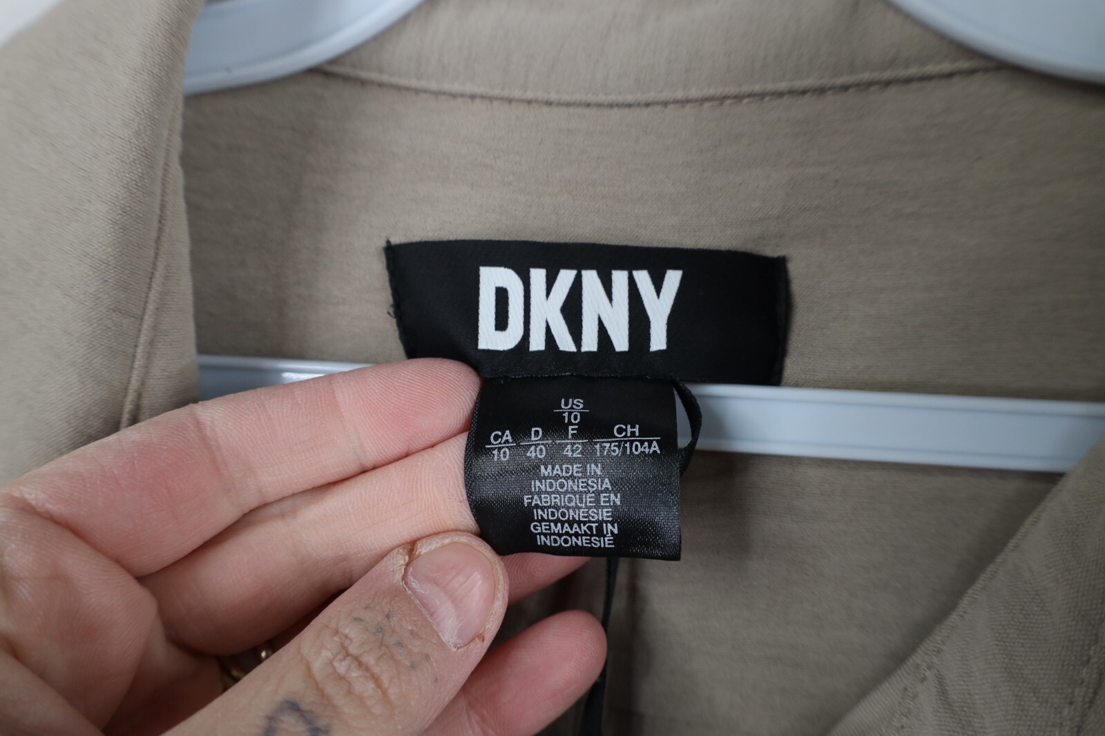 Deadstock Vintage Y2K DKNY Womens 10 Long Sleeve Knit Tie Dress Khaki Brown Item image 9