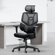 Hbada E3 Ergonomic Office Chair Elastic Adjustment Back Lumbar Support, Black - £259.78 GBP