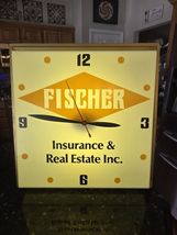 Antique Vintage FISCHER INSURANCE &amp; REAL ESTATE INC Advertising CLOCK Du... - $399.95