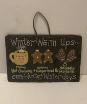 Homemade Slate Chistmas Winter Hanging Hot Chocolate Gingerbread Mittens - £7.74 GBP