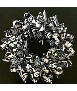 Halloween Ghouls Black and Glow in the Dark White Wreath with Cats Bats ... - $52.80