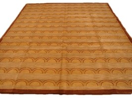 Gold Rug 8&#39; x 10&#39; All-Over waves Thick Soft Modern Wool &amp; Silk Handmade Rug - £1,120.96 GBP