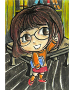 Scooby-Doo Velma Japanese Anime Art Original Sketch Card Drawing ACEO PS... - £19.90 GBP
