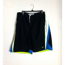 Nike Mens Size L Black White Yellow Swim Trunks Shorts Beach Swim Pool - £14.74 GBP