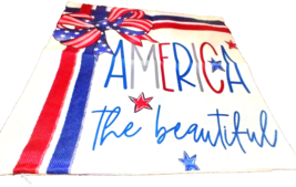 America The Beautiful Throw Pillow Zippered Cover 17.5&quot;H x 18&quot; W Red White Blue - $21.16