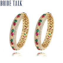 Bride Talk Fashion Colorful Indian Dubai Jewelry AAA Full CZ Zircon Retro Big Ho - £42.26 GBP