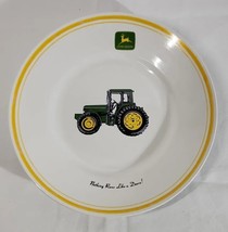 Gibson John Deere Tractor 9&quot; Salad Plate Nothing Runs Like A Deer - White/Yellow - £4.67 GBP