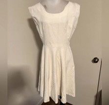 Vintage 1950s 1960s Dress / Ivory Cotton Velvet Sleeveless Dress XL - £24.66 GBP