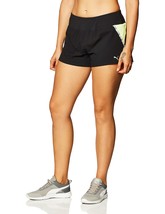 PUMA Women&#39;s Run Favorite Woven 3&quot; Shorts, Black-Fizzy Yellow, L - £15.91 GBP