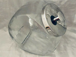 Glass Penny Jar Vintage  Candy Jar Silver Metal Lid 6-1/2&quot; x 7&quot; - £26.45 GBP