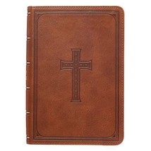 KJV Holy Bible, Large Print Compact Bible, Tan Faux Leather Bible w/Ribbon - £16.98 GBP