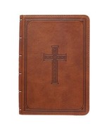 KJV Holy Bible, Large Print Compact Bible, Tan Faux Leather Bible w/Ribbon - £16.64 GBP