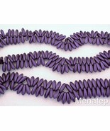 50 3 x 10 mm Czech Glass Dagger Beads: Metallic Suede Purple - $2.53