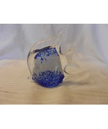 Unique Blue, White And Clear Glass Angel Fish Figurine 5.125&quot; Tall - £59.09 GBP