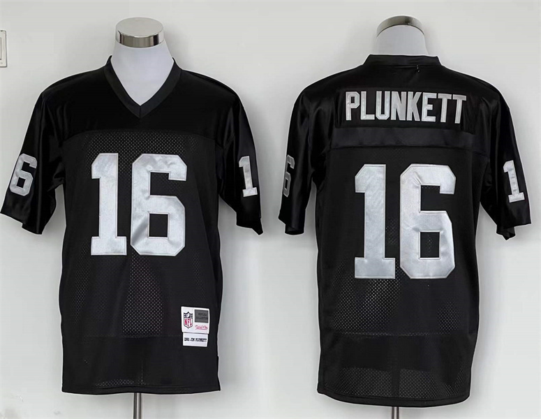 Men&#39;s Jim Plunkett #16 Stitched Jersey Black Silver - $55.89