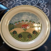 Sangostone Country Cottage Serving Platter Round 12&quot; Made in Korea 3645 - £6.01 GBP