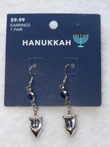 NEW Silver Hanukkah Dreidel 2&quot; Dangling Earrings - £8.03 GBP