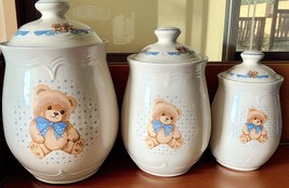 Vintage Tienshan Theodore Bear Canister Set Country Teddy 3 Pieces See P... - $528.82 MXN
